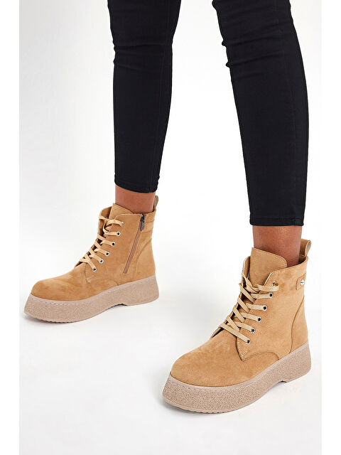 TONNY BLACK Kadın Nude Süet Yüksek Poli Taban Bağcıklı Süet Bot - S000102716-26411