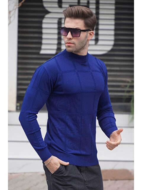 Madmext İndigo Rengi Balıkçı Yaka Triko Kazak 5784 - S000030363-23093