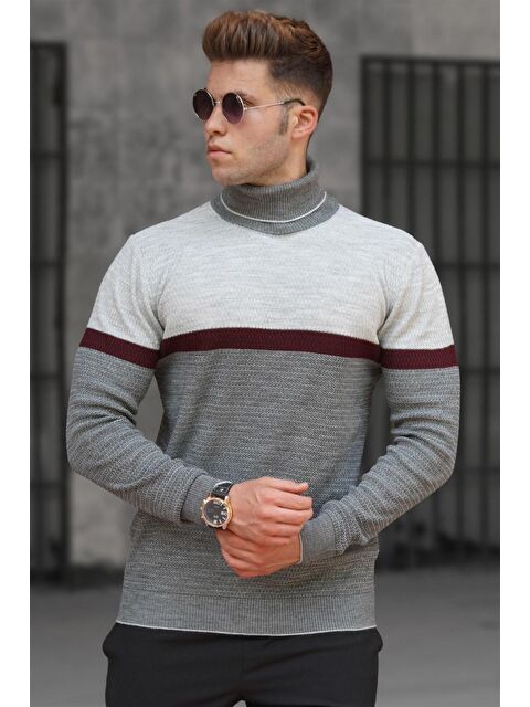 Madmext Gri Balıkçı Yaka Kazak 5149 - S000031527-20600