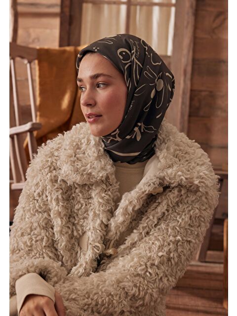 Fresh Scarfs Luna Desen Pamuk İpek Eşarp Acı Kahve