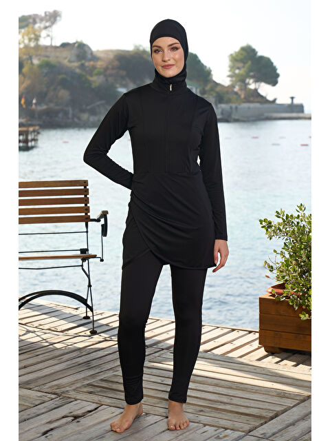 Remsa Elastanlı Tam Kapalı Tesettür Mayo 25955 Siyah - S000354993-19351