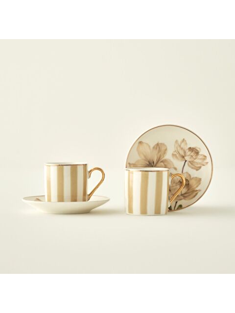 Bella Maison Blossom Porselen 2'li Kahve Fincanı Seti Bej (90 cc) - S000442857-19928