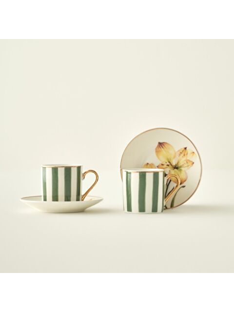 Bella Maison Blossom Porselen 2'li Kahve Fincanı Seti Yeşil (90 cc) - S000442861-18194