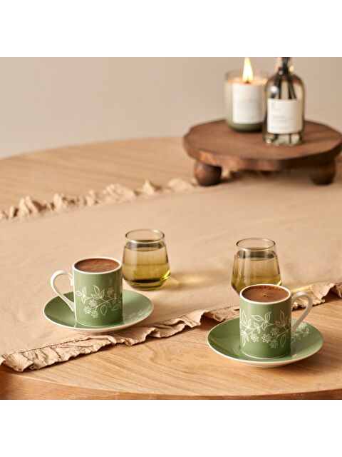 Bella Maison Garden 2'li Porselen Kahve Fincanı Seti Yeşil (90 cc) - S000456772-18194