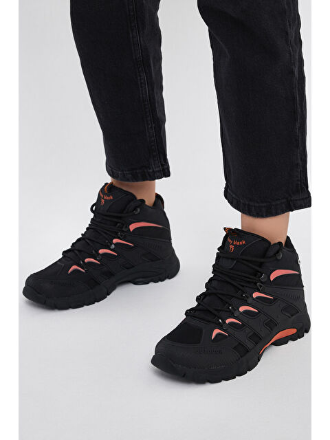 TONNY BLACK Unisex Siyah Turuncu Rahat Kalıp Suı İtici Özellikli Bağcıklı Bot - S000104068-37448