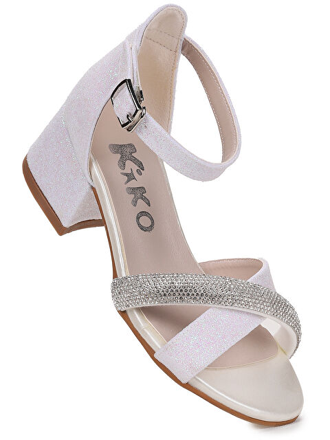 Kiko Kids Tanda Kum Simli Kız Çocuk 4 Cm Topuklu Sandalet Abiye Ayakkabı - S000426318-17219