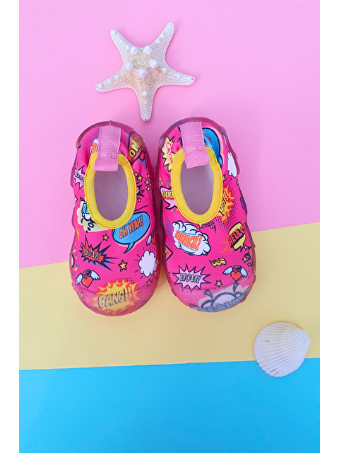 First Step Comic Bubbles Kız Çocuk Pembe Kaydırmaz Taban Deniz Ayakkabısı-F-7032 - S000028384-20024