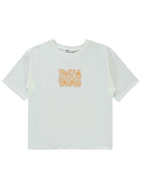 Civil Girls Young Life Baskılı 10-13 Yaş Tişört - Ekru 11-12 Yaş - S000383860-19965