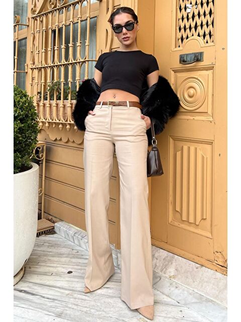 Madmext Taş Rengi Yüksek Bel Kumaş Pantolon Mg2285 - S000333196-25636