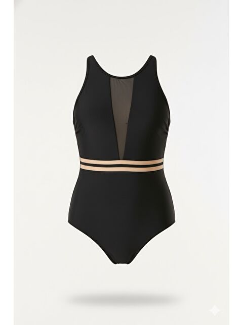 C&City Transparan Halter Mayo 7516 Siyah - S000216895-19351