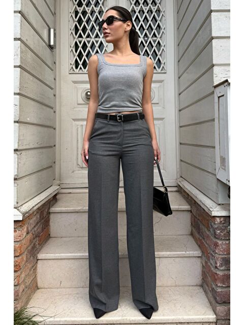 Madmext Antrasit Yüksek Bel Kumaş Pantolon Mg2285 - S000333196-29666