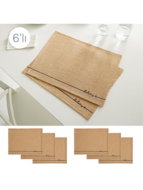 Ocean Home Textile 6'lı Believe Jüt Amerikan Servis Seti 45 x 35 cm - S000091778-19928