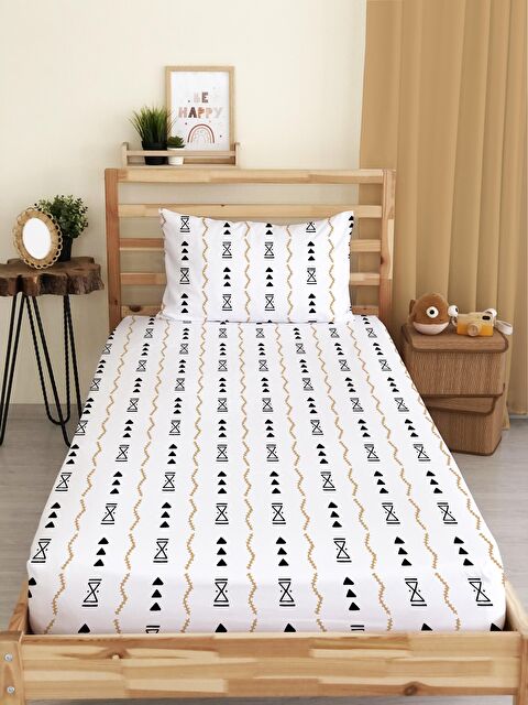 Evmila Etnik Desen Baskılı Tek Kişilik Lastikli Çarşaf SetiRenkli - S000038078-23173