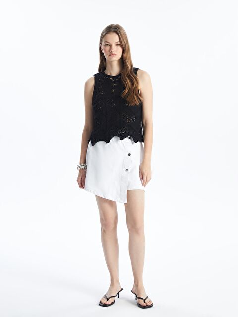 Dexia Torina - Örgü Detaylı Kolsuz Triko Bluz - Siyah Renk - S000159715-19351