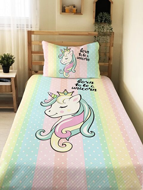 Evmila Desenli Bebek Ve Çocuk Baskılı Tek Kişilik Pike Takımı Renkli - S000031259-23173