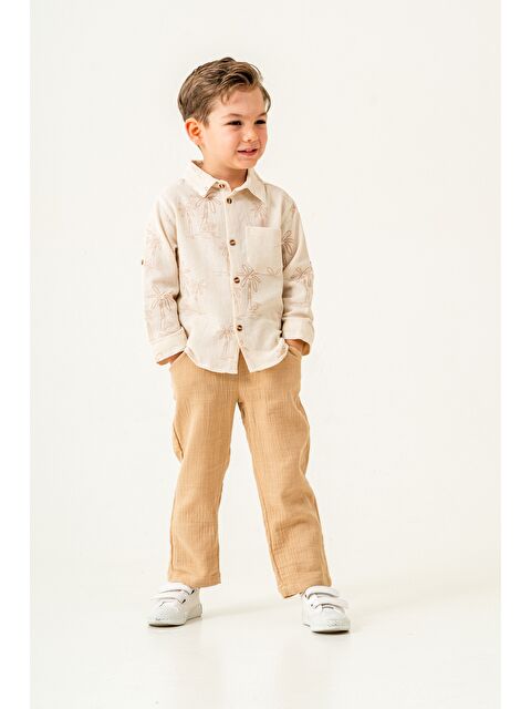 Mr Tuffy Erkek Çocuk Keten Gömlek Müslin Pantolon Takım 2-5 Yaş - S000383671-5266