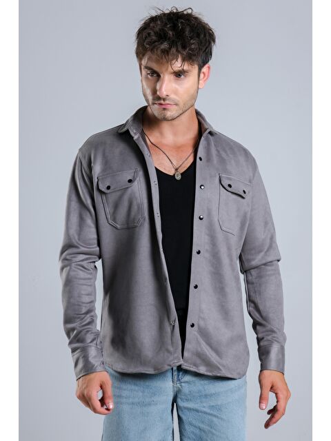 Stilkombin Çift Cep Kapaklı Mevsimlik Süet Erkek Gömlek XC U16463 - S000114472-20600
