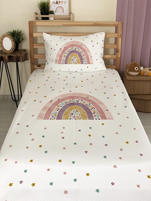 Evmila Desenli Bebek Ve Çocuk Baskılı Tek Kişilik Pike Takımı Beyaz - S000031266-23173