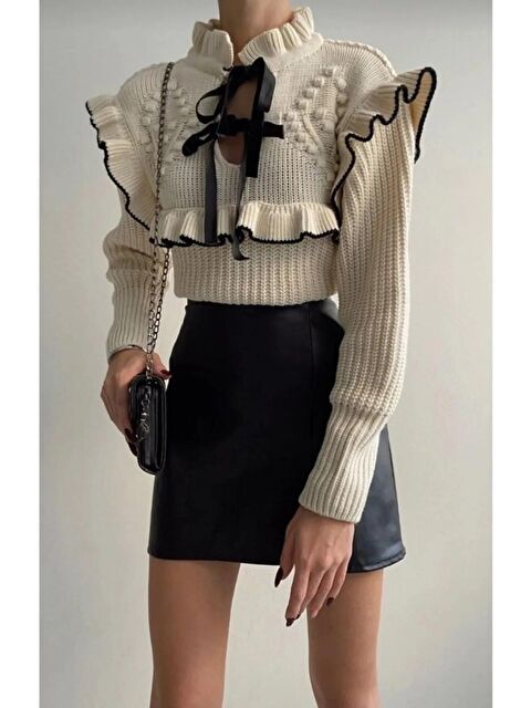 SHADE Kadın Fiyonk Detaylı Fırfırlı Kazak - S000055727-19928