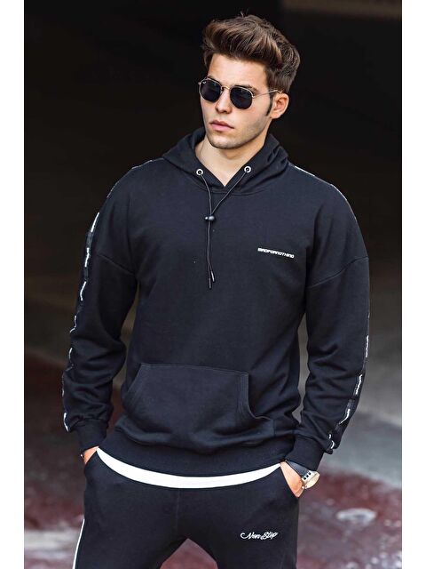 Madmext Siyah Kapüşonlu Erkek %100 Pamuk Hoodie 4721 - S000049355-19351