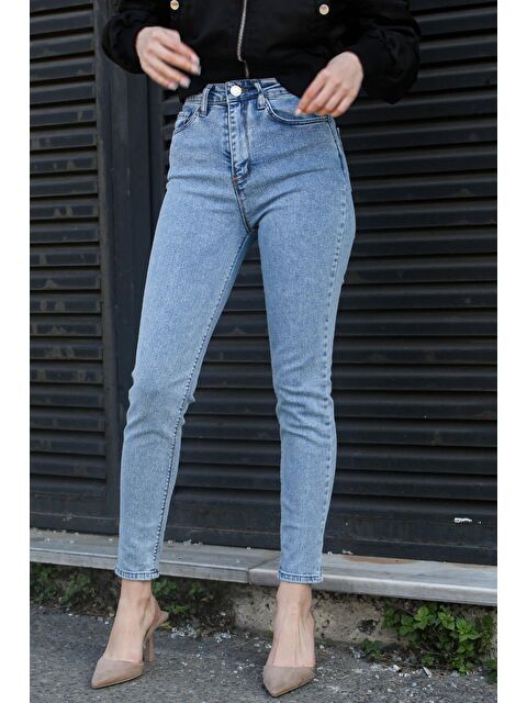 Madmext Buz Mavisi Yüksek Bel Skinny Fit Jean Mg1608 - S000029437-8826
