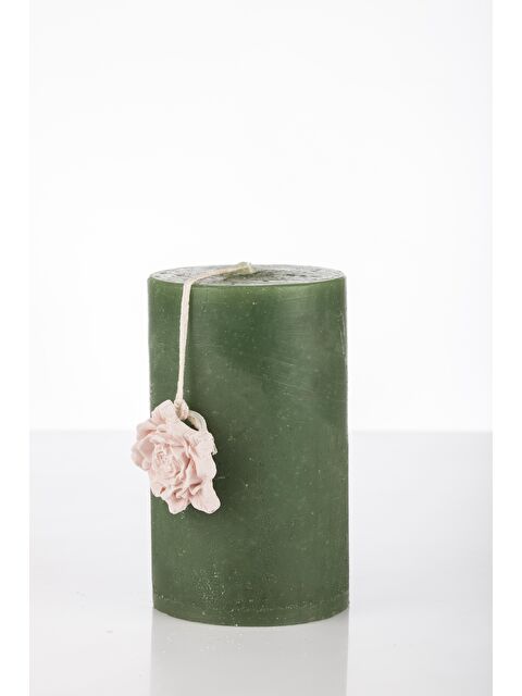 Missi 7X12 Gül Taşlı Yeşil Silindir Mum - S000077592-18194
