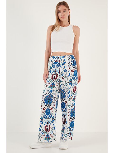 Lela Desenli Beli Lastikli Bol Paça Rahat Kesim Pantolon 5865217 - S000027390-37244