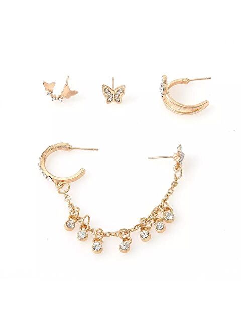 Pelin Aksesuar Kelebekli Kulak Aksesuarı Piercing Küpe Seti - S000046896-23173