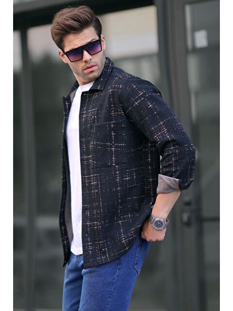 Madmext Vizon Desenli Regular Fit Erkek Gömlek 6718 - S000061255-26429