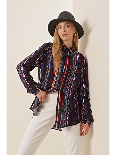 Bigdart 3721 Grafik Desenli Gömlek - D.Lacivert - S000085415-21164