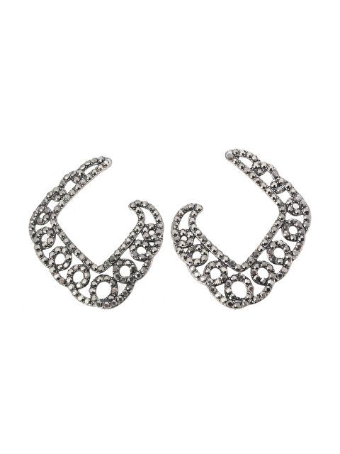 Pelin Aksesuar Antrasit Taşlı Küpe - S000046940-23173