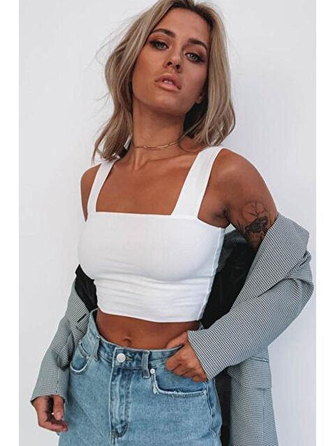 Madmext Beyaz Crop Mg1010