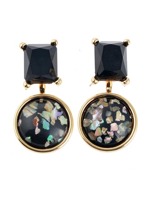 Pelin Aksesuar Siyah Doğaltaş Görünümlü Hayalet Küpe - S000046964-23173