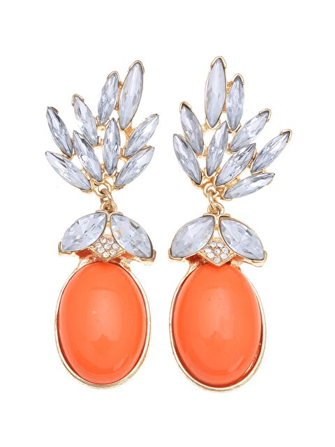 Pelin Aksesuar Turuncu Taşlı Küpe - S000046970-23173