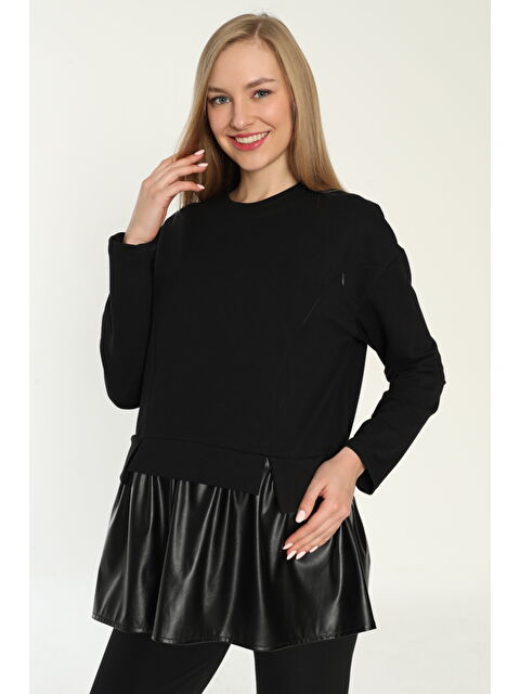 MİSS DÜNYA LİSSA Siyah Emzirme Detaylı Hamile ve Lohusa Sweatshirt - S000359126-19351