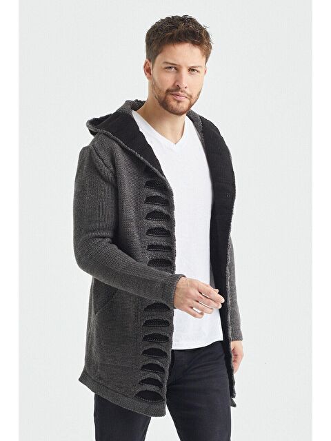 Tarz Cool Erkek Lacivert Desenli Panço Triko Hırka - S000141622-33408