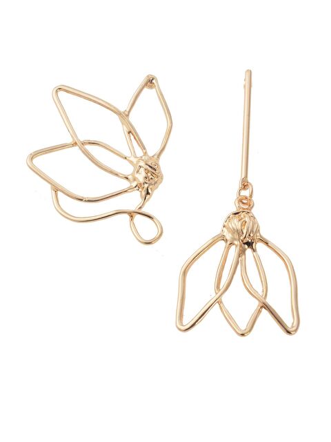 Pelin Aksesuar Gold Tasarım Çiçek Küpe - S000046979-23173