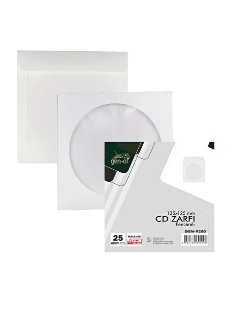 Gen-Of Pencereli CD Zarfı Beyaz 80 gr 1000 li Tutkallı - S000429982-20063