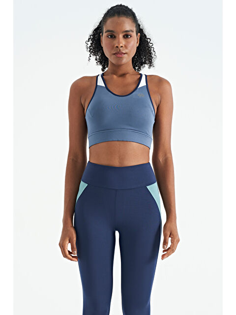 Tommylife Petrol Renk Bloklu Sırt Baskı Detaylı Dar Kalıp Kadın Büstiyer - 97253 - S000033481-20019