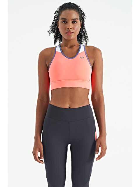 Tommylife Neon Pembe Renk Bloklu Sırt Baskı Detaylı Dar Kalıp Kadın Büstiyer - 97253 - S000033481-20024