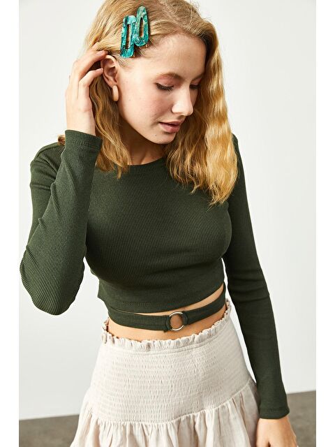 Xhan Haki Halka Detaylı Kaşkorse Crop Bluz 3KXK2-46541-09 - S000032981-18547