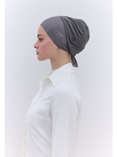 Fresh Scarfs Fileli Dikişsiz Düz Bone Koyu Gri