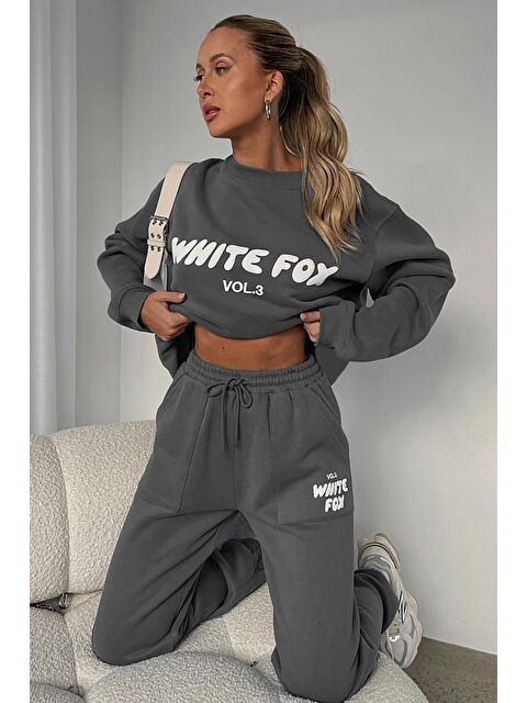 Madmext Füme Bisiklet Yaka Baskılı Sweatshirt Mg1904 - S000046915-33408