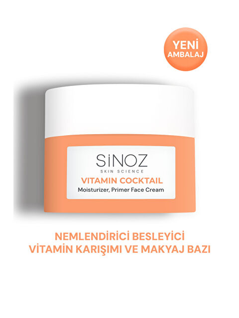 Sinoz Vitamin Kokteyl-Nemlendirici Besleyici Onarıcı Yüz Kremi (Vitamin C+ B3 +B5 +E) ve Makyaj Bazı 50Ml - S000404251-26865