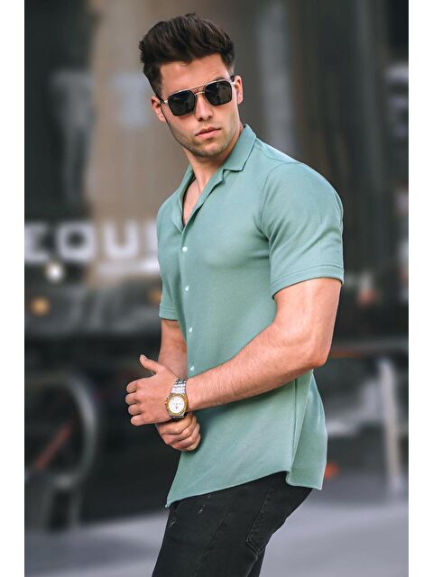 Madmext Erkek Mint Yeşili Kısa Kollu Gömlek 5500 - S000039733-17259