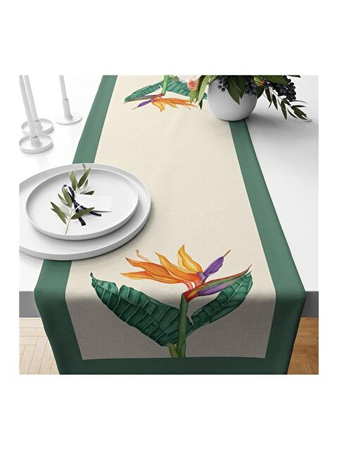 Evmila Çiçek Desenli Kadife Runner 40x140 cm - S000085915-23173