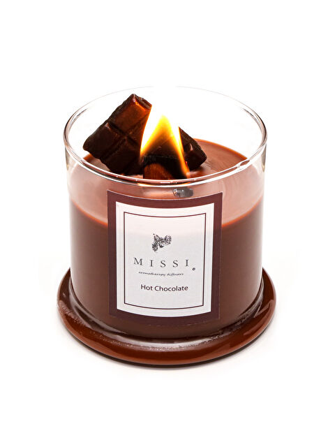 Missi Üfleme Cam Ahşap Fitilli Hot Chocolate Vegan Mum(140 gr) - S000079135-19413