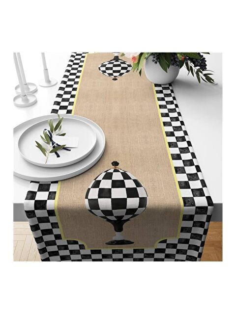 Evmila Siyah Pötikare Desenli Kadife Runner 40x140 cm - S000085972-23173