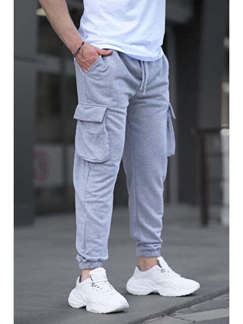Madmext Gri Paçası Lastikli Kargo Cep  Erkek Jogger Eşofman Altı 6514 - S000031776-20600