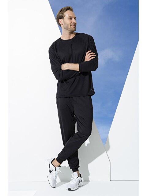 For You Man 2'li Uzun Kol Reflektör Detaylı Siyah Joger Takım - S000021717-19351